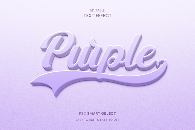 PSD efeito de texto 3d roxo