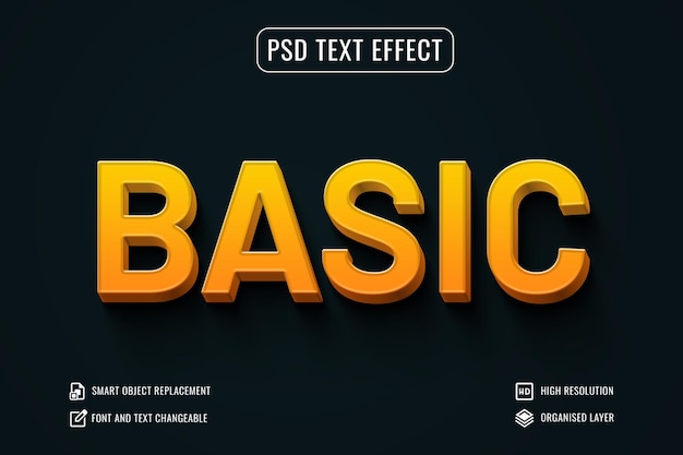 PSD efeito de texto 3d simples para modelo de maquete de psd editável de estilo de palavra