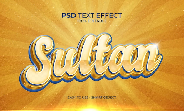 Efeito de texto 3d sultan gold