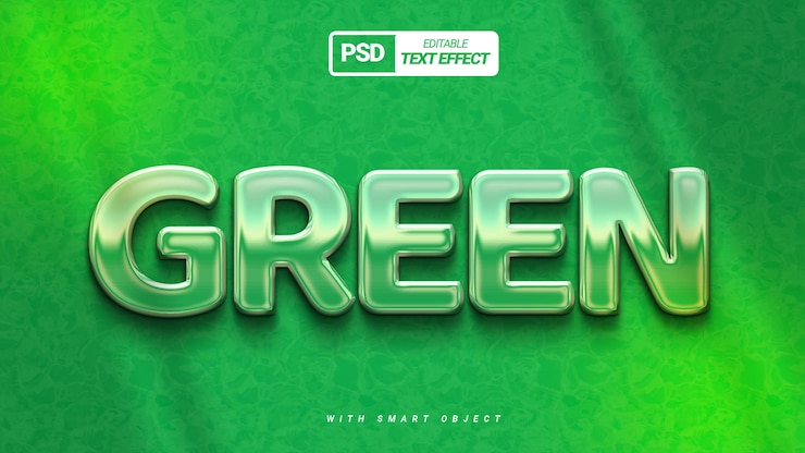 PSD efeito de texto 3d verde brilhante e luxuoso