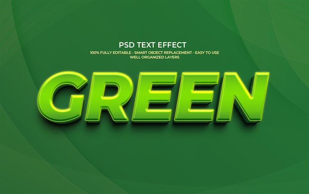 Efeito de texto 3D verde editável
