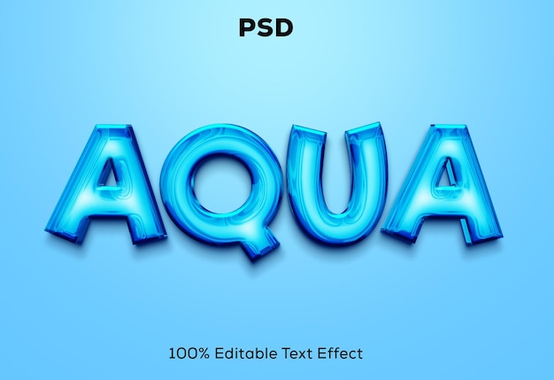 Efeito de texto aqua chrome 3d