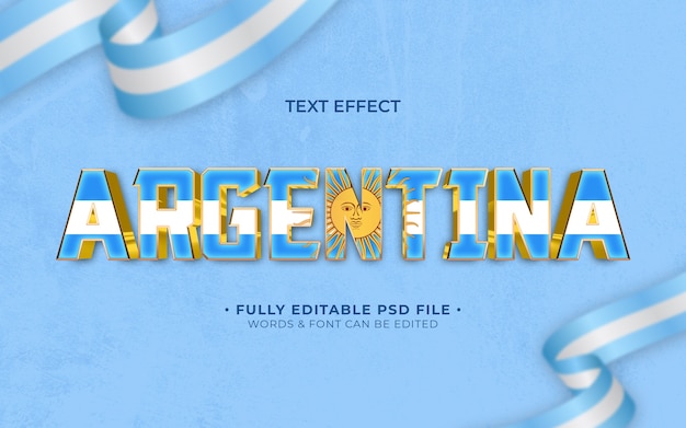 PSD efeito de texto argentino