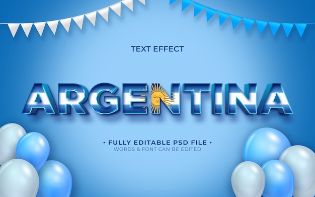 PSD efeito de texto argentino
