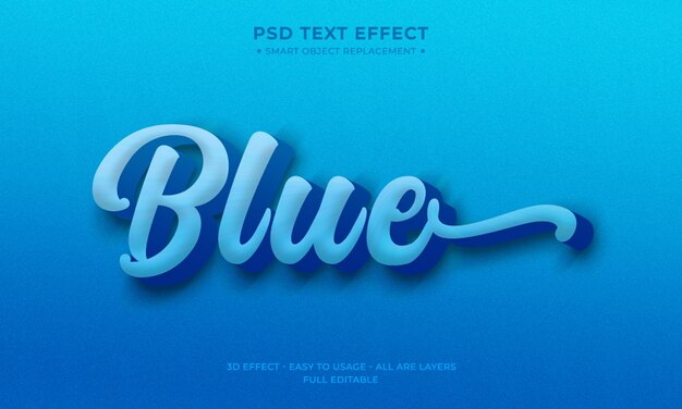 PSD efeito de texto azul com estilo 3d