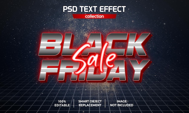 PSD efeito de texto black friday retro 90s