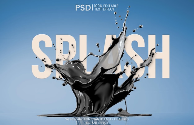 PSD efeito de texto black splash editável