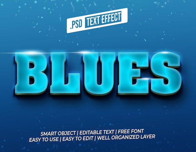 Efeito de texto Blues 3D para Photoshop