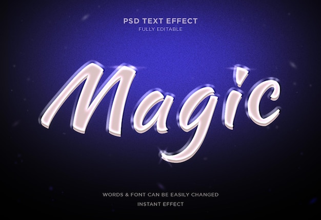 PSD efeito de texto branco mágico estilo de texto editável de conto de fadas