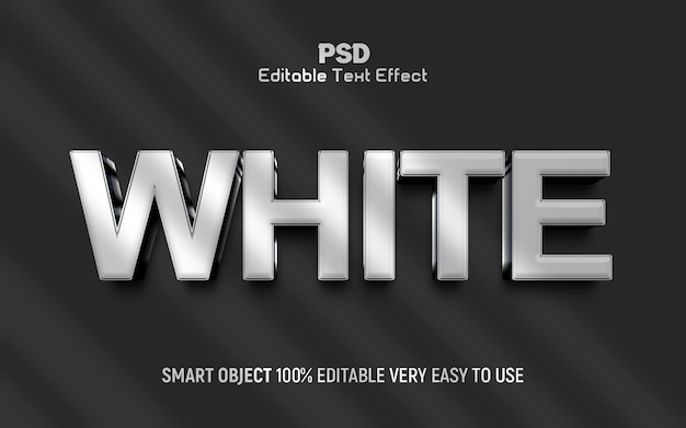 Efeito de texto branco metálico 3D para mídias sociais e branding