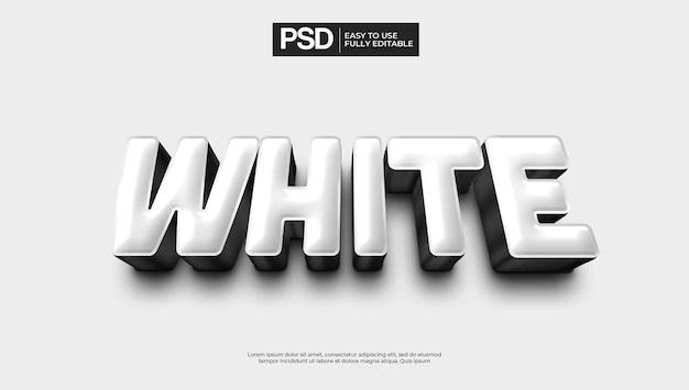 PSD efeito de texto branco simples e limpo