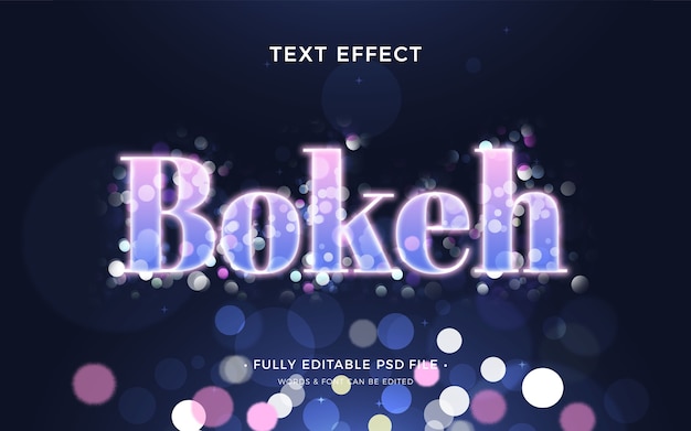 PSD efeito de texto brilhante bokeh