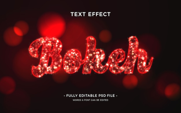 PSD efeito de texto brilhante bokeh