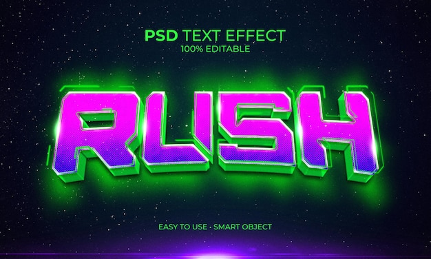 PSD efeito de texto cibernético rush