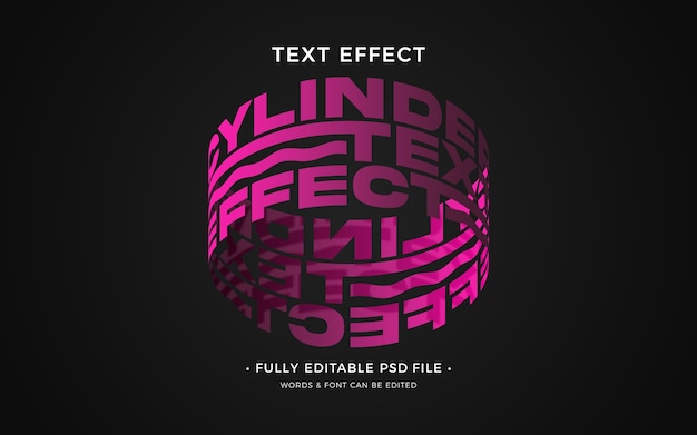 efeito de texto cilíndrico