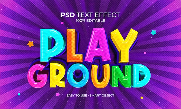 PSD efeito de texto colorido de pop art de playground