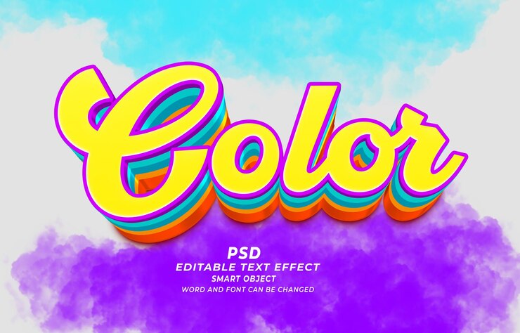 PSD efeito de texto colorido psd editável