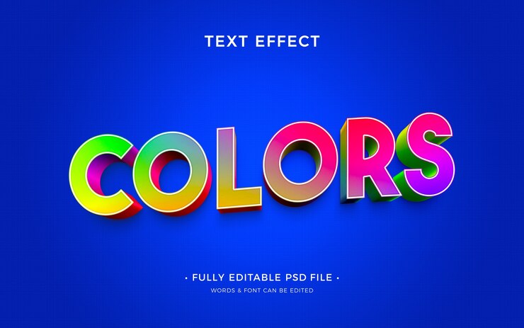 PSD efeito de texto colorido