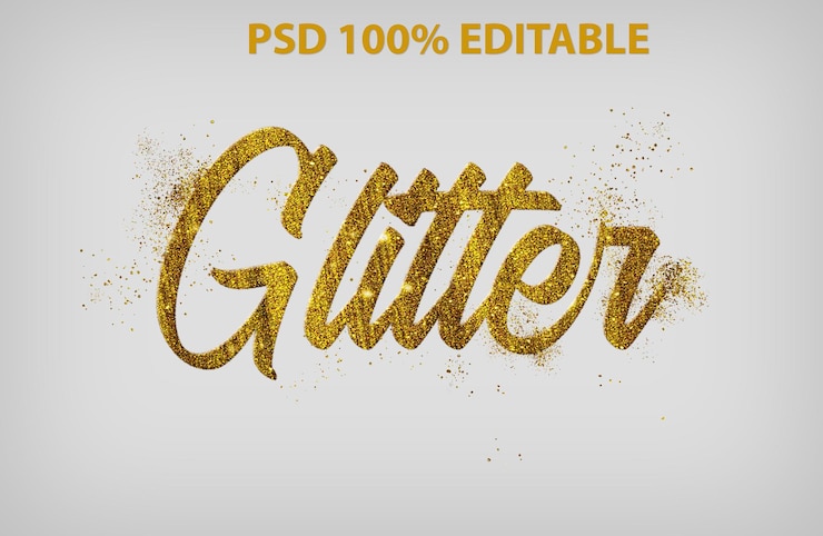 PSD efeito de texto com brilho dourado psd