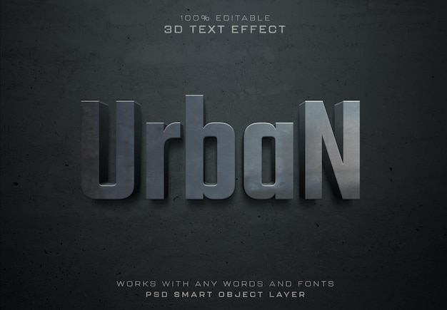 Efeito de texto com maquete de estilo urbano 3D em negrito