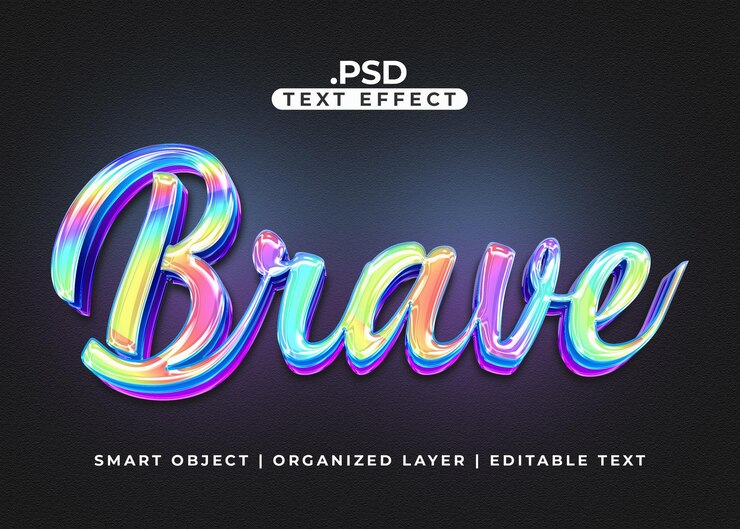 PSD efeito de texto corajoso