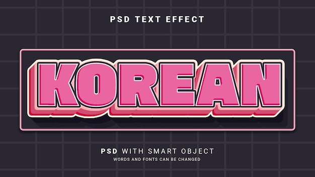 PSD efeito de texto coreano 3d