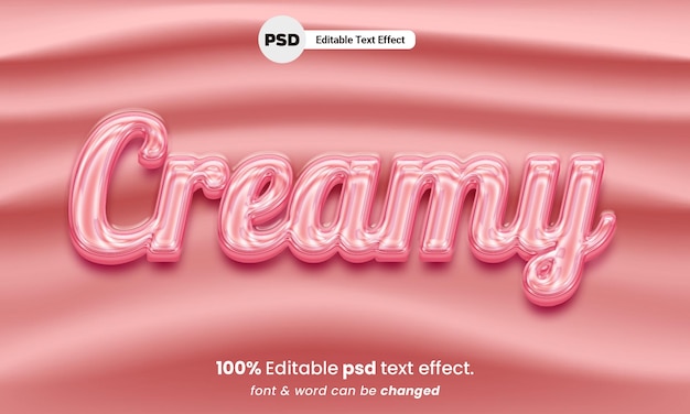 Efeito de texto cremoso premium psd editável em 3d cremoso