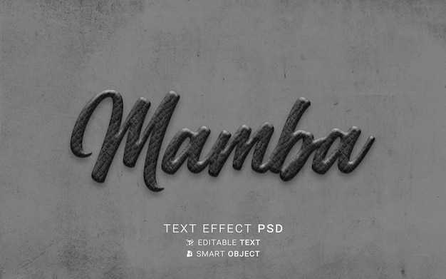 PSD efeito de texto criativo mamba