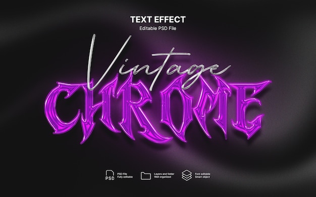 Efeito de texto cromado dos anos 80