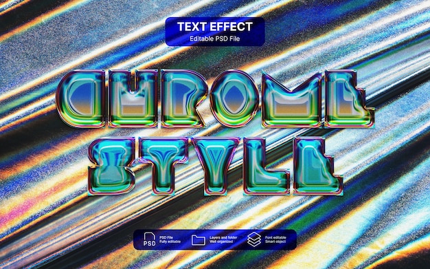 Efeito de texto cromado dos anos 80