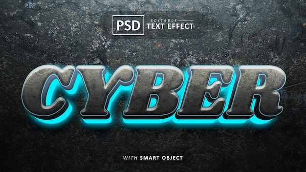 Efeito de texto Cyber 3d editável