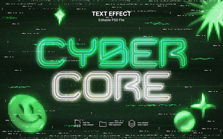 PSD efeito de texto cybercore