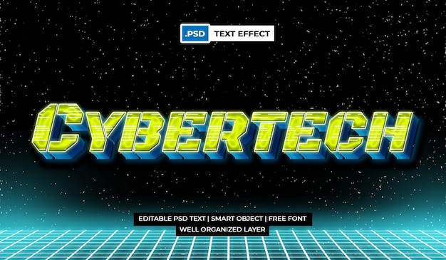 Efeito de texto cybertech com estilo techno futuro