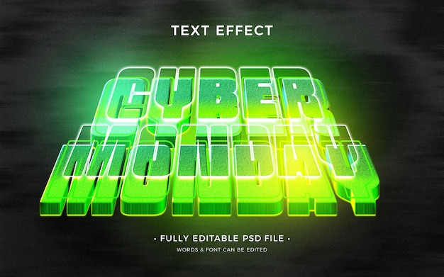 PSD efeito de texto da cyber monday