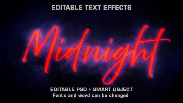 Efeito de texto da meia-noite editável