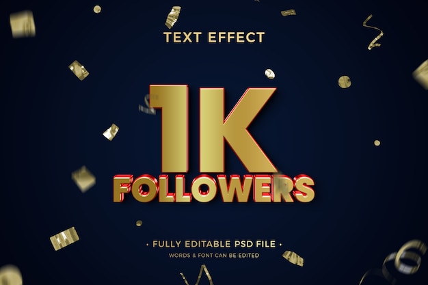 efeito de texto de 1k seguidores