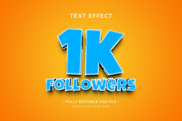 efeito de texto de 1k seguidores