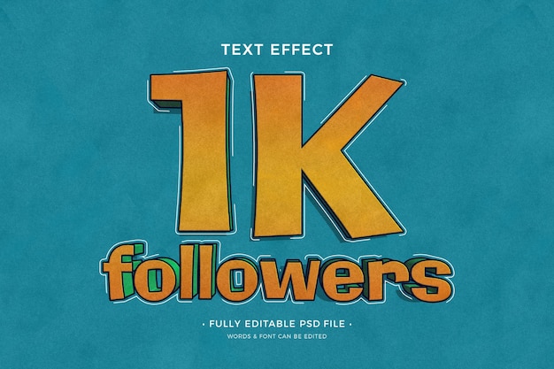 efeito de texto de 1k seguidores