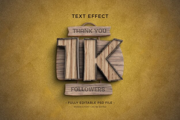 efeito de texto de 1k seguidores