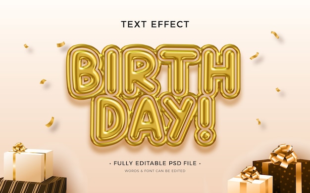 Efeito de texto de aniversário
