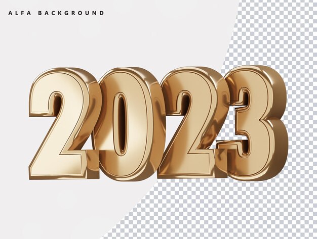 Efeito de texto de ano novo de renderização 3d realista 2023