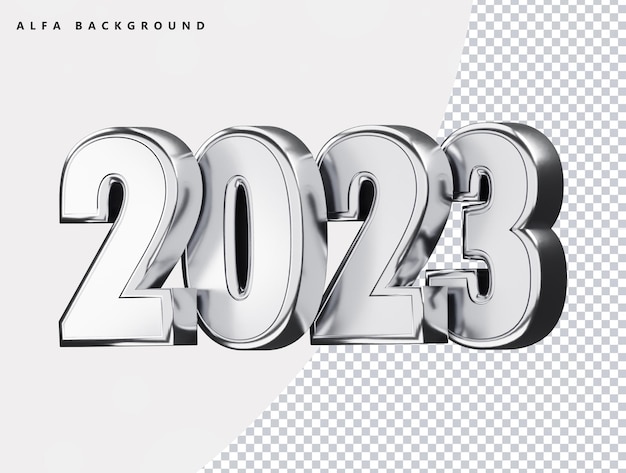 Efeito de texto de ano novo de renderização 3d realista 2023