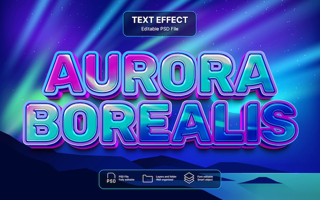 Efeito de texto de aurora boreal
