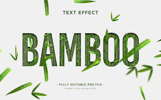 Efeito de texto de bambu de design plano