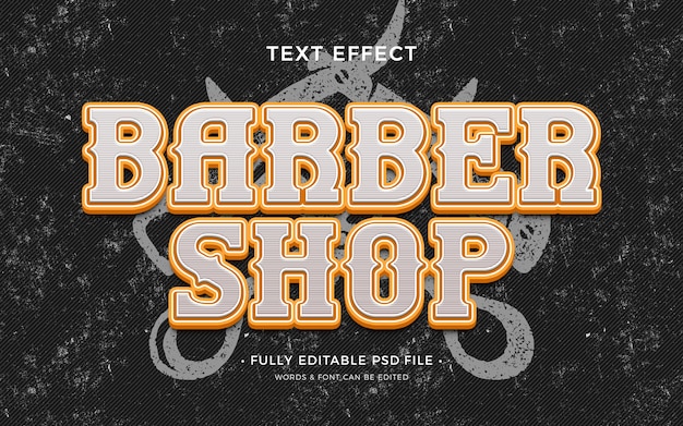 PSD efeito de texto de barbearia