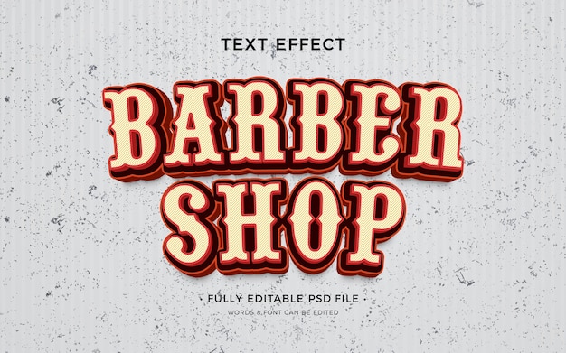 PSD efeito de texto de barbearia