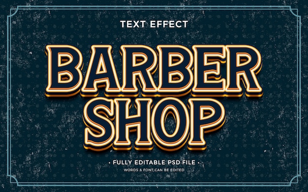 PSD efeito de texto de barbearia