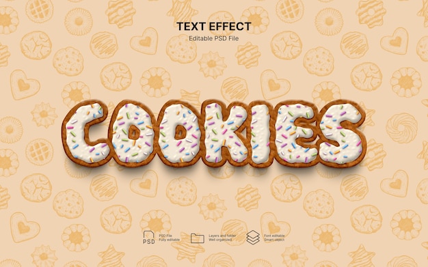 Efeito de texto de biscoitos de trigo