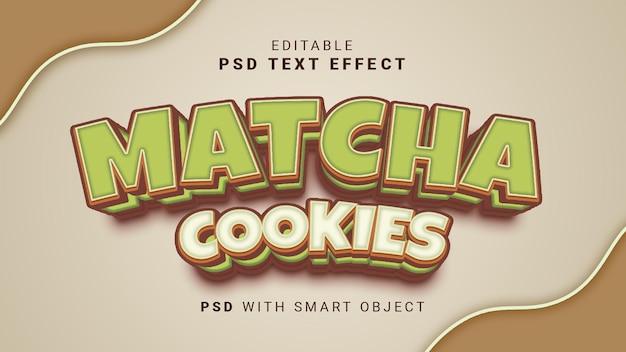 PSD efeito de texto de biscoitos matcha