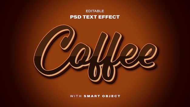 Efeito de texto de café estilo 3d